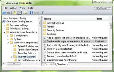 Add-ons in the Internet Explorer