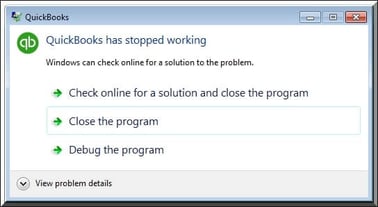 quickbooks has stopped working or not responding error