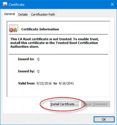 Install certificate