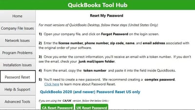 Password Reset Tab