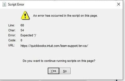 Script Error in QuickBooks