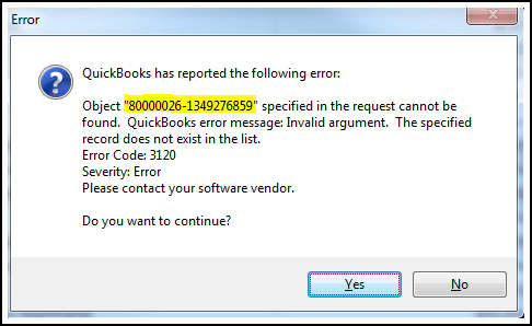 QuickBooks Error code 3120