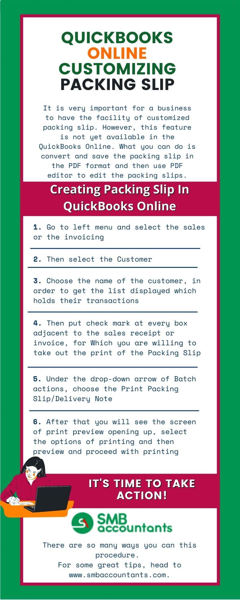 Infographic to QuickBooks Online Customizing Packing Slip