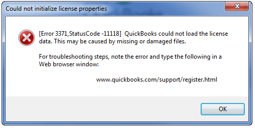 Error 3371, Status Code 11118 - Quickbooks could not load the license data