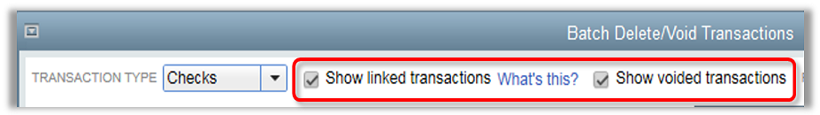 Show hide linked or voided transactions