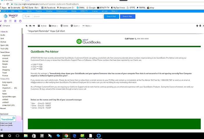 QuickBooks Email Phishing Scams