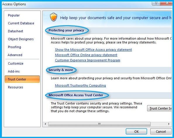 Access the Security Settings