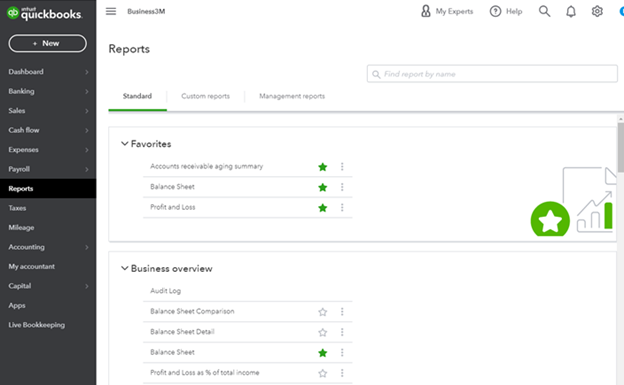 Under the list of functions, click Reports.