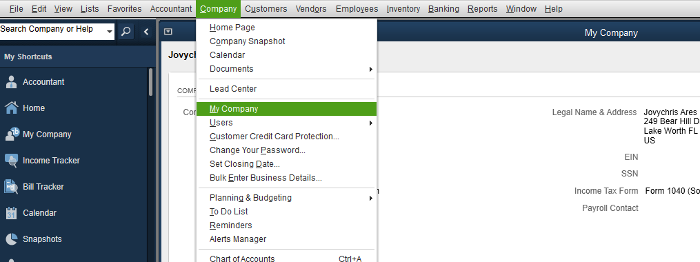 QuickBooks company