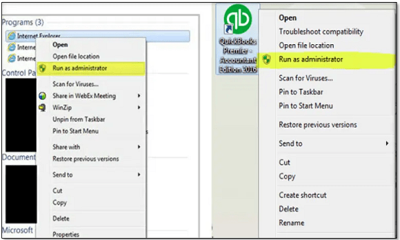 Run QuickBooks as admin