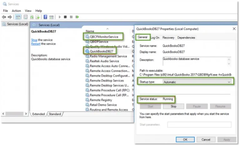 QuickBooks services are running