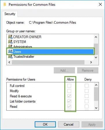 Permissions for Users
