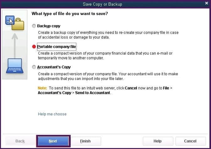 Create a portable company file