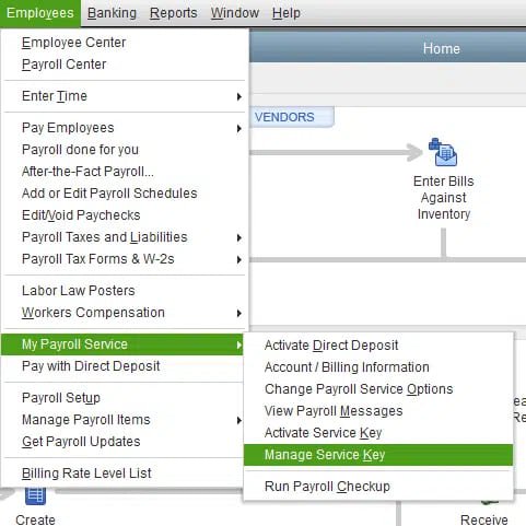 Enter QuickBooks Service Key