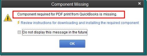 QuickBooks Missing PDF Component Error