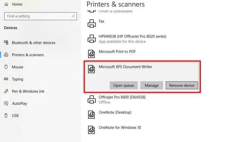 Reinstall Microsoft XPS Document Writer
