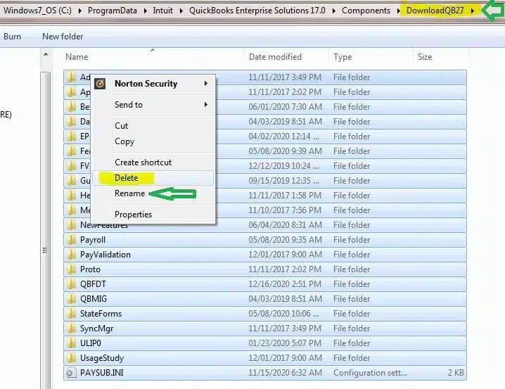 Rename the DownloadQBxx Folder