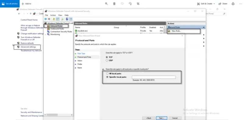 Create New Rule QuickBooks firewall Port