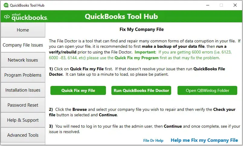 Download and install the QuickBooks Tools Hub