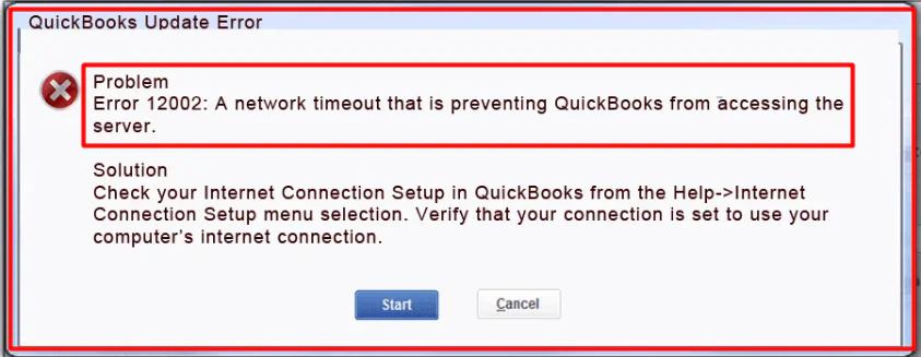 Error 12002 in QuickBooks