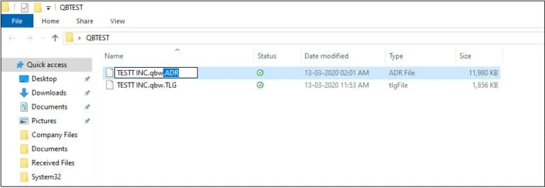 TLG file with .QBW.adr File