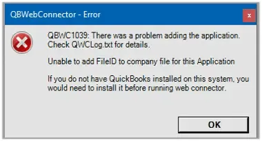 Error QBWC1039