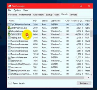 click END after selecting exe - QBDBMgern.exe - qbw32.exe and QBCFmonitorservice.exe Screnshot