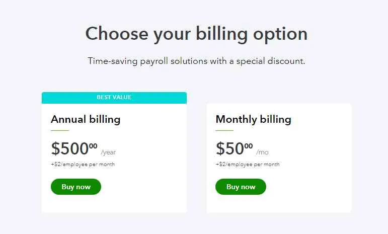 Choose your billing option