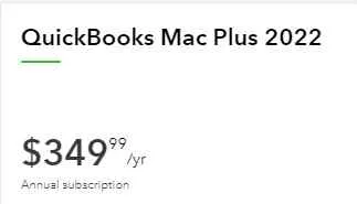 Pricing QuickBooks Mac Plus 2022