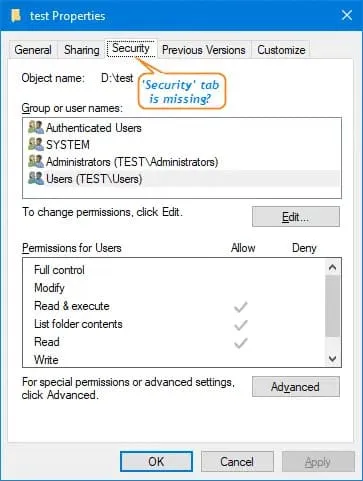 Change Installation Folder Security Settings