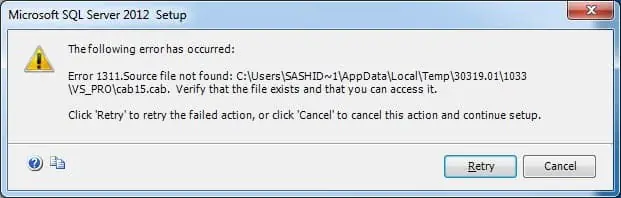 Error 1311