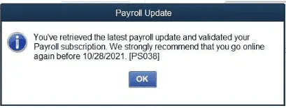 QuickBooks Payroll Error PS038