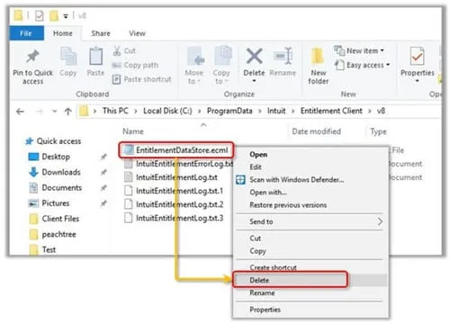 Delete the EntitlementDataStore File