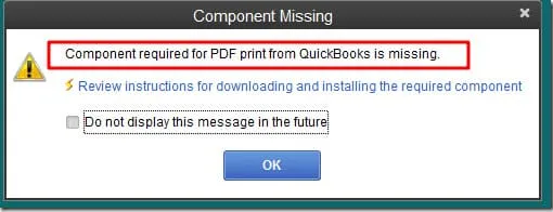 QuickBooks Missing PDF Component Error