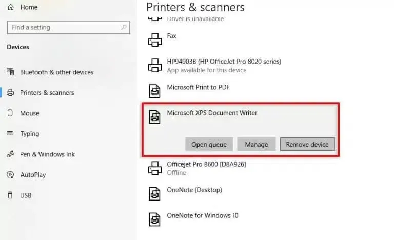 Reinstall Microsoft XPS Document Writer