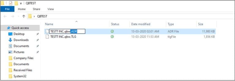 TLG file with .QBW.adr File