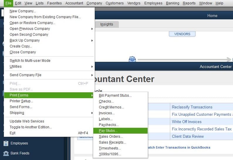 Print pay stubs in QuickBooks