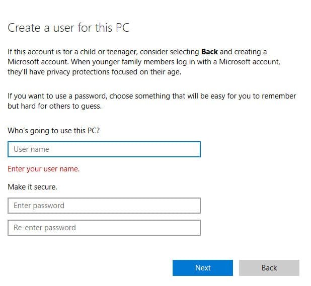 Create New Windows User