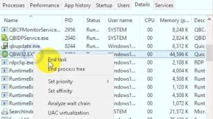 End the QBW32 Exe Process