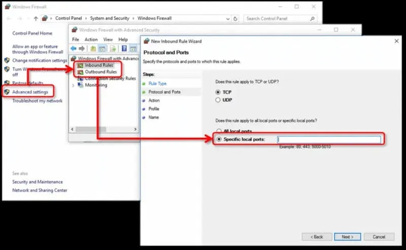 Configure Firewall and Security Software Settings